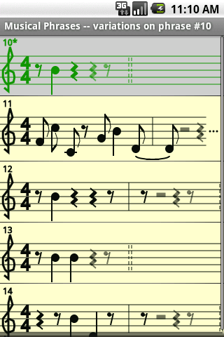 Musical phrases screenshot