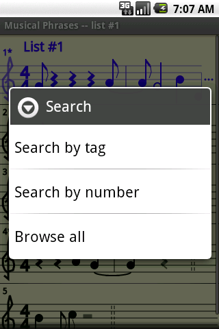Search menu screenshot
